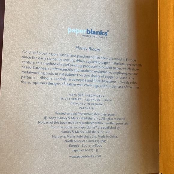 Journal Notebook. Paperblanks Honey Bloom. Never Used. Lined paper. - Picture 5 of 10